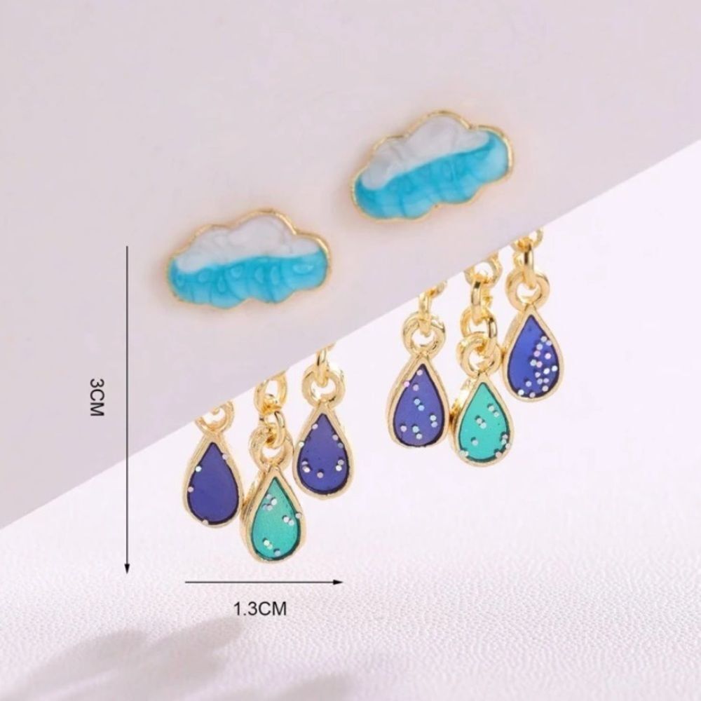 ☔️🆕 🌧 Water-drop Decor Dangle Earrings ☔️ 🌈 - Picture 4 of 6